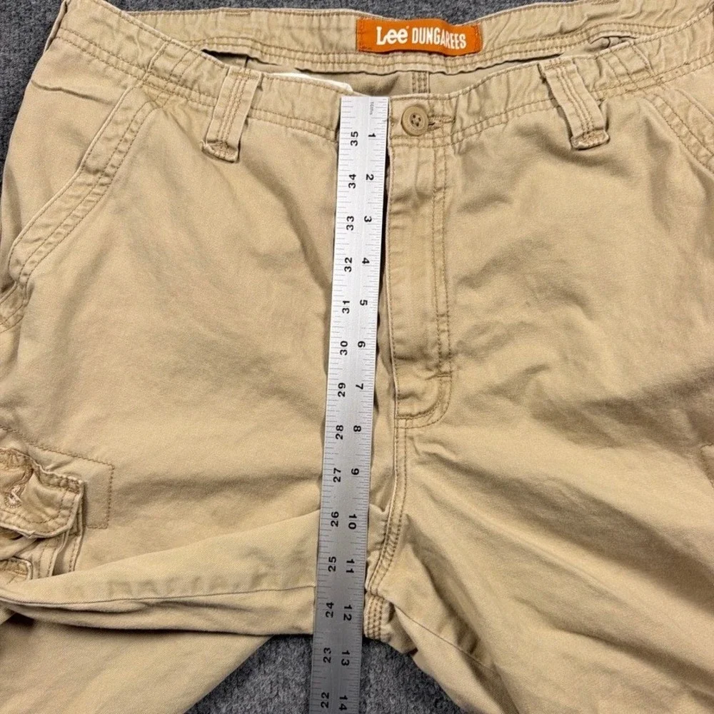 Lee Dungarees Cargo Shorts Mens 36 Tan Khaki Cotton Utility Relaxed Fit Hiking